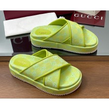 GUCCI Women's GG platform sandal Lime green Original GG canvas 816798 2025