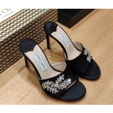 Jimmy Choo Stacy 100 mules Satin Crystal black 2025