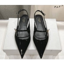 CELINE SUZY POINTY TOE slingback IN PATENT CALFSKIN black 2025