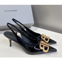 Balenciaga heel 6.5cm/8.5cm patent BB slingback pumps black 2025