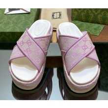Gucci platform slides Original GG canvas light purple  2025