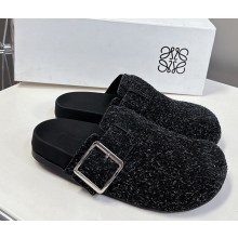 Loewe Ease Buckle mule in brushed suede black 2025