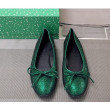 Balenciaga crystal Ballet flats with bow green 2025 