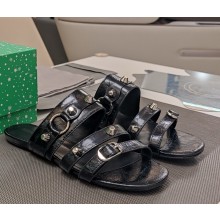 Balenciaga flat Cagole leather sandals black 2025
