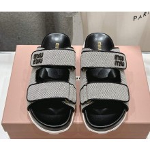 MIU MIU Canvas slides Black/Brandy 5XX658 2025