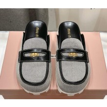 MIU MIU Canvas and leather mules Black/Brandy 5D377E 2025