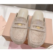 MIU MIU wool felt mules beige 2025