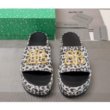 Balenciaga platform 4.5cm BB logo mules leopard black/white 2025