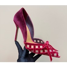 Aquazzura Romance 100mm pumps velvet and mesh burgundy 2025