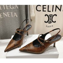 CELINE JUDY DOUBLE STRAP MARY JANE SLINGBACK IN Serpentine SKIN brown heel 6.5cm 2025