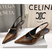 CELINE JUDY MARY JANE SLINGBACK IN Serpentine SKIN brown heel 6.5cm 2025