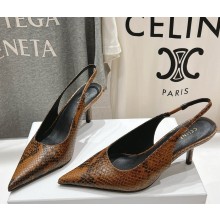 CELINE JUDY SLINGBACK pumps IN Serpentine SKIN brown heel 6.5cm 2025