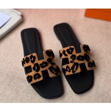 Hermes Oran sandal in tufted suede goatskin brun fumé / noir 2025