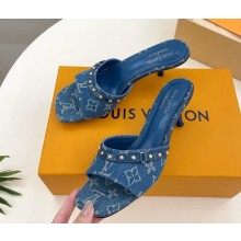 louis vuitton LV x TM 6AM Mule denim blue heel 5.5cm 0313-2025