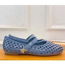 Louis Vuitton Romy Flat Ballerina Blue Perforated patent calf leather 2025