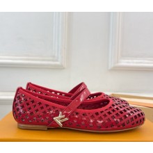Louis Vuitton Romy Flat Ballerina red Perforated patent calf leather 2025