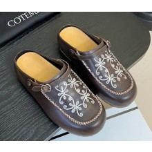 Cotemp calf leather mules with FLOWERS PRINTED coffee 2025