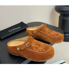 Cotemp suede mules with FLOWERS PRINTED brown 2025