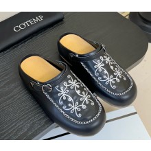 Cotemp calf leather mules with FLOWERS PRINTED black 2025