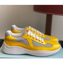 Prada women/men Patent leather and technical fabric Prada America's Cup sneakers 4E3400 yellow/Silver 2025