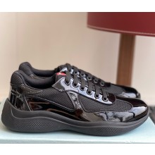 Prada women/men Patent leather and technical fabric Prada America's Cup sneakers 4E3400 Black 2025