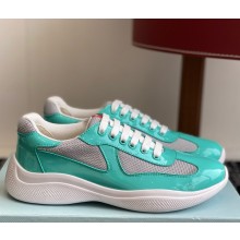 Prada women/men Patent leather and technical fabric Prada America's Cup sneakers 4E3400 green/Silver 2025