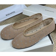 Khaite Marcy crystal-embellished ballet flats beige 2025