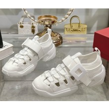 Roger Vivier Viv' on the Run Trekky Sneakers in fabric and patent leather white 2025