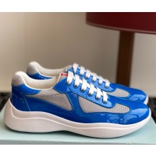 Prada women/men Patent leather and technical fabric Prada America's Cup sneakers 4E3400 Blue/Silver 2025