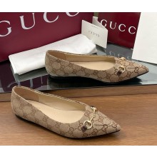 GUCCI Women's Erin Horsebit Ballerina Flats Beige and ebony Original GG canvas 2025
