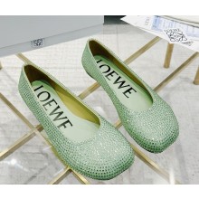 Loewe Toy Ballet Flats in suede and allover rhinestones light green 2025