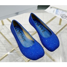 Loewe Toy Ballet Flats in suede and allover rhinestones blue 2025