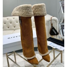 Givenchy heel 9.5cm Shark Lock Stiletto boots in suede and shearling hazel 2025