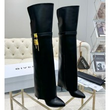 Givenchy heel 9.5cm Shark Lock Stiletto over-the-knee boots in leather black 2025