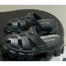Prada Monolith rubber mules 1XX751 black platform 5.5cm 2025