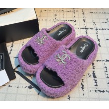 Chanel mules platform with CC crystal purple 031702 2025