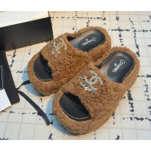Chanel mules platform with CC crystal brown 031704 2025