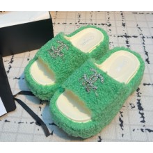 Chanel mules platform with CC crystal green 031705 2025
