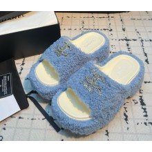 Chanel mules platform with CC crystal light blue 031706 2025