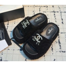 Chanel mules platform with CC crystal black 031707 2025