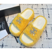 Chanel mules platform with CC crystal yellow 031708 2025