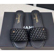 Chanel slides sandals knit black 031714 2025