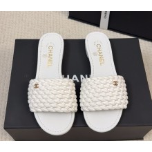 Chanel slides sandals knit white 031715 2025