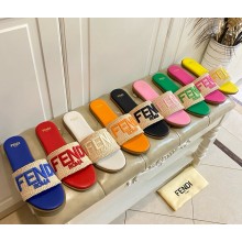 FENDI flat knit embroidery logo slides 2025