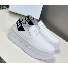 CELINE BLOCK WEDGE MULE IN Calfskin and Textile with Celine jacquard white 2025