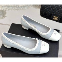 Chanel lambskin pumps light blue/white 2025