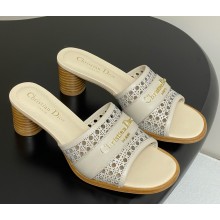 DIOR D-Lane Heeled Slide Beige Calfskin with Openwork Microcannage Motif heel 5.5cm 2025