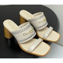 DIOR D-Lane Heeled Slide Light Biscuit Calfskin with Openwork Microcannage Motif heel 5.5cm 2025