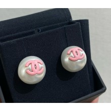 Chanel Stud Earrings Metal, Resin Gold, Pearly White & Pink ABF364 2025