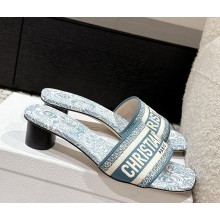 Dior Dway Heeled Slide Embroidered Cotton heel 3.5cm 21 2025